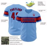 Custom Name and Number Authentic Baseball Jersey - Personalized Light Blue Red-Royal Team Jersey Personalized Light Blue