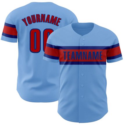 Custom Name and Number Authentic Baseball Jersey - Personalized Light Blue Red-Royal Team Jersey Personalized Light Blue