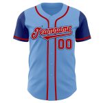 Custom Name and Number Two Tone Baseball Jersey Light Blue Red-Royal Authentic Team Apparel Personalized Light Blue Red-Royal