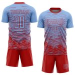 Custom Name and Number Soccer Jersey - Light Blue and Red Personalized Sublimation Uniform Personalized Light Blue Red Sublimation