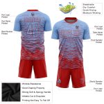 Custom Name and Number Soccer Jersey - Light Blue and Red Personalized Sublimation Uniform Personalized Light Blue Red Sublimation