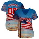 Custom Name and Number 3D American Flag Baseball Jersey - Personalized Light Blue Red-White Fashion Team Apparel Personalized