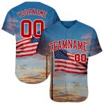 Custom Name and Number 3D American Flag Baseball Jersey - Personalized Light Blue Red-White Fashion Team Apparel Personalized