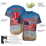 Custom Name and Number 3D American Flag Baseball Jersey - Personalized Light Blue Red-White Fashion Team Apparel Personalized