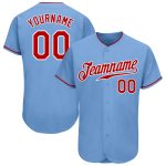 Personalized Light Blue Red White Baseball Jersey - Authentic Sports Apparel Personalized Light Blue Red-White Authentic