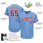 Personalized Light Blue Red White Baseball Jersey - Authentic Sports Apparel Personalized Light Blue Red-White Authentic
