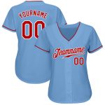 Personalized Light Blue Red White Baseball Jersey - Authentic Sports Apparel Personalized Light Blue Red-White Authentic