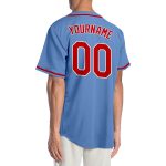 Custom Name and Number Baseball Jersey - Personalized Authentic Light Blue Red-White Team Apparel Personalized Light Blue
