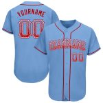 Custom Light Blue Red-White Drift Baseball Jersey with Personalized Name and Number - Authentic Team Apparel Personalized