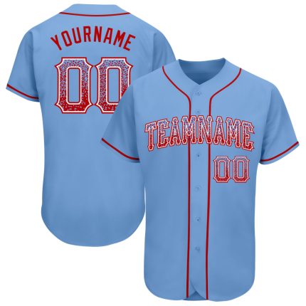 Custom Light Blue Red-White Drift Baseball Jersey with Personalized Name and Number - Authentic Team Apparel Personalized