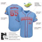 Custom Light Blue Red-White Drift Baseball Jersey with Personalized Name and Number - Authentic Team Apparel Personalized