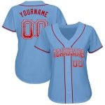 Custom Light Blue Red-White Drift Baseball Jersey with Personalized Name and Number - Authentic Team Apparel Personalized