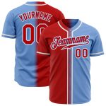 Custom Name & Number Light Blue Red-White Gradient Baseball Jersey - Personalized Authentic Team Gear Personalized Light