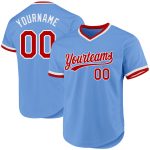 Personalized Custom Light Blue Red-White Authentic Baseball Jersey with Name and Number - Team Jersey Personalized Light