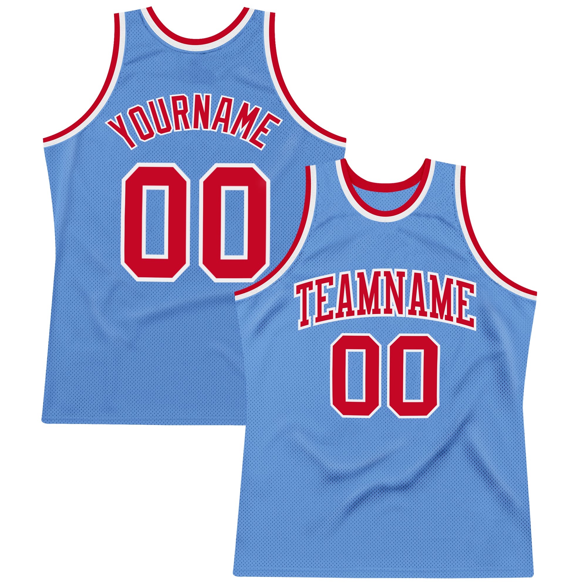 Custom Name and Number Personalized Light Blue Red-White Throwback Basketball Jersey - Authentic Team Apparel Personalized