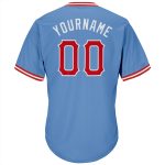 Custom Throwback Baseball Jersey Shirt - Personalized Light Blue Red-White Rib-Knit with Team Name and Number Personalized