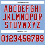 Custom Team Name Number Long Sleeve Performance T-Shirt - Personalized Light Blue Red White Design Personalized Light Blue