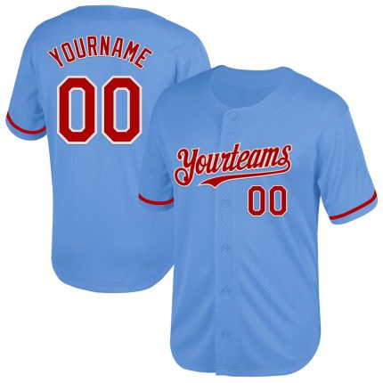 Custom Light Blue Red-White Throwback Baseball Jersey Personalized Name and Number - Authentic Team Gear Personalized Light
