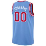 Custom Name and Number Basketball Jersey Light Blue Red White Round Neck Rib-Knit Design for Team Personalized Light Blue