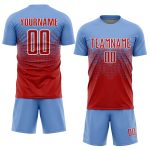 Custom Name and Number Soccer Jersey - Personalized Light Blue Red-White Sublimation Team Uniform Personalized Light Blue