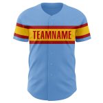 Custom Name and Number Authentic Baseball Jersey - Personalized Light Blue Red-Yellow Team Jersey Personalized Light Blue
