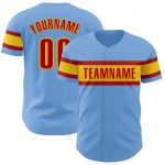 Custom Name and Number Authentic Baseball Jersey - Personalized Light Blue Red-Yellow Team Jersey Personalized Light Blue
