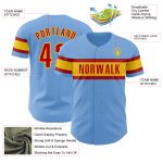 Custom Name and Number Authentic Baseball Jersey - Personalized Light Blue Red-Yellow Team Jersey Personalized Light Blue