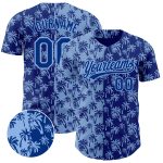 Custom Name and Number Light Blue 3D Tropical Hawaii Palm Trees Baseball Jersey - Personalized Authentic Team Apparel Personalized