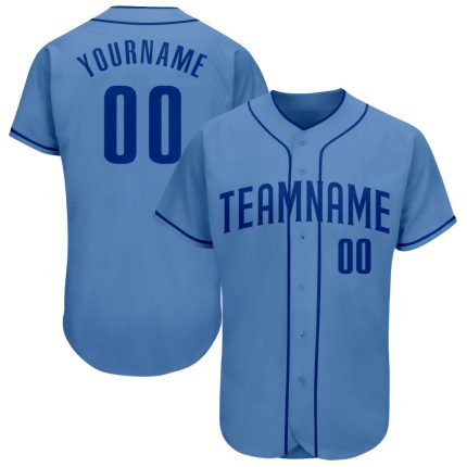 Custom Light Blue Royal Baseball Jersey - Personalized Team Name & Number Personalized Light Blue Royal Authentic Baseball