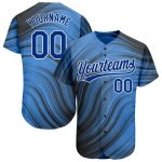 Custom Name and Number Authentic Baseball Jersey - Light Blue Royal-Black 3D Pattern Design Personalized Light Blue Royal-Black