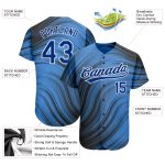 Custom Name and Number Authentic Baseball Jersey - Light Blue Royal-Black 3D Pattern Design Personalized Light Blue Royal-Black