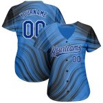 Custom Name and Number Authentic Baseball Jersey - Light Blue Royal-Black 3D Pattern Design Personalized Light Blue Royal-Black