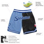 Custom Name Number Light Blue Black Fashion Basketball Shorts Authentic Throwback Team Apparel Personalized Light Blue Royal-Black