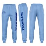 Custom Team Name Number Light Blue Fleece Jogger Sweatpants Personalized Personalized Light Blue Royal Fleece Jogger Sweatpants