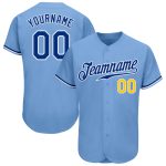 Personalized Light Blue Royal Gold Baseball Jersey - Authentic Custom Sports Apparel Personalized Light Blue Royal-Gold Authentic