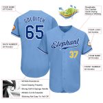 Personalized Light Blue Royal Gold Baseball Jersey - Authentic Custom Sports Apparel Personalized Light Blue Royal-Gold Authentic
