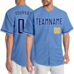 Custom Name and Number Authentic Baseball Jersey - Light Blue Royal Gold Team Jersey Personalized Light Blue Royal-Gold Authentic