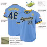 Custom Light Blue Royal-Gold Baseball Jersey - Personalized Team Name & Number, Authentic Throwback Design Personalized Light