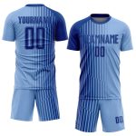 Custom Name and Number Soccer Jersey - Light Blue Royal Lines Personalized Sublimation Uniform Personalized Light Blue Royal