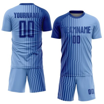 Custom Name and Number Soccer Jersey - Light Blue Royal Lines Personalized Sublimation Uniform Personalized Light Blue Royal