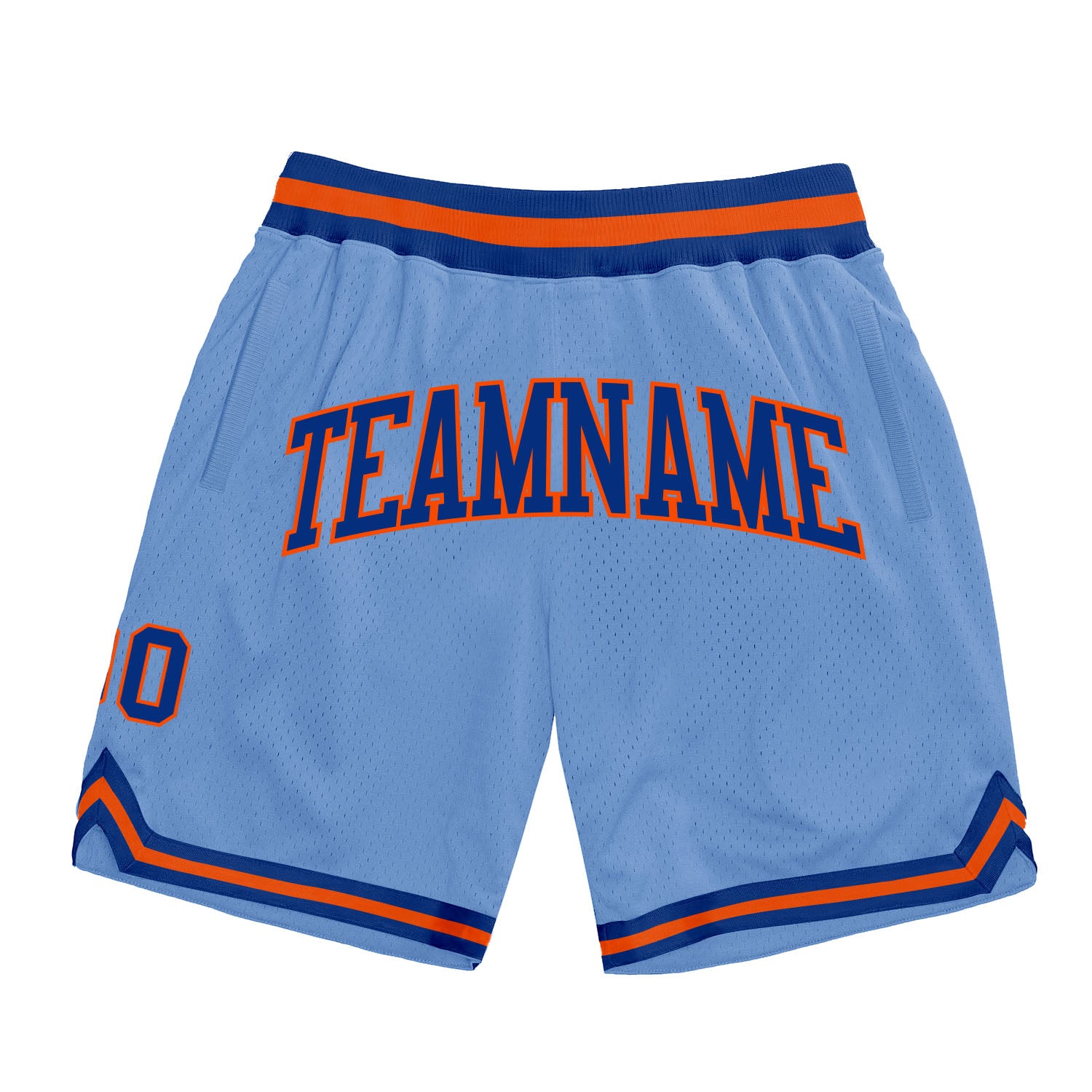 Custom Name Number Light Blue Royal Orange Basketball Shorts - Personalized Authentic Throwback Style Personalized Light