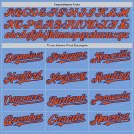 Custom Name and Number Light Blue and Royal-Orange Pinstripe Baseball Jersey - Personalized Authentic Split Fashion Jersey