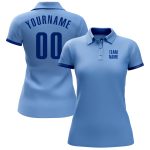 Custom Name and Number Golf Polo Shirt - Light Blue Royal Performance Team Apparel Personalized Light Blue Royal Performance