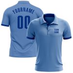 Custom Name and Number Golf Polo Shirt - Light Blue Royal Performance Team Apparel Personalized Light Blue Royal Performance