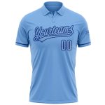 Custom Name Number Personalized Light Blue Golf Polo Shirt - Royal Performance Vapor Style Personalized Light Blue Royal