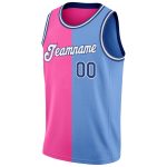 Custom Light Blue Royal-Pink Basketball Jersey with Name and Number - Authentic Split Design, Personalized Team Apparel Personalized