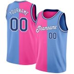 Custom Light Blue Royal-Pink Basketball Jersey with Name and Number - Authentic Split Design, Personalized Team Apparel Personalized