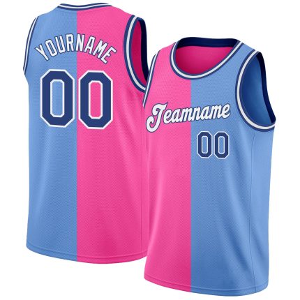 Custom Light Blue Royal-Pink Basketball Jersey with Name and Number - Authentic Split Design, Personalized Team Apparel Personalized