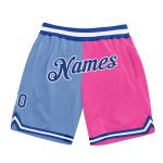 Custom Name Number Basketball Shorts Light Blue Royal Pink Authentic Split Fashion Personalized Light Blue Royal-Pink Authentic