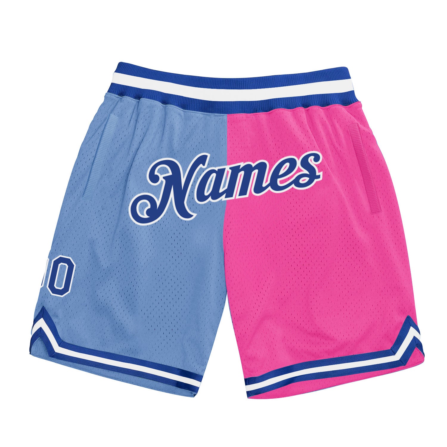 Custom Name Number Basketball Shorts Light Blue Royal Pink Authentic Split Fashion Personalized Light Blue Royal-Pink Authentic